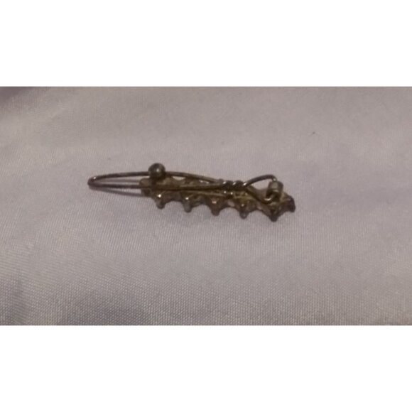 Vintage Hair Pin Barrette With Five Clear Rhinestones - Picture 2 of 4